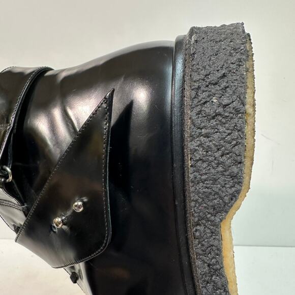 RARE Aideu Paris Richard Boots Polished Black Calf Crepe Sole EUC US 9 EU 42 main image 5